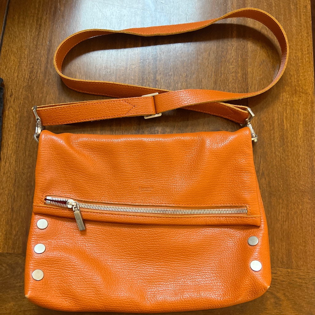 Hammitt Orange Leather Crossbody Bag With Gold Hardware
